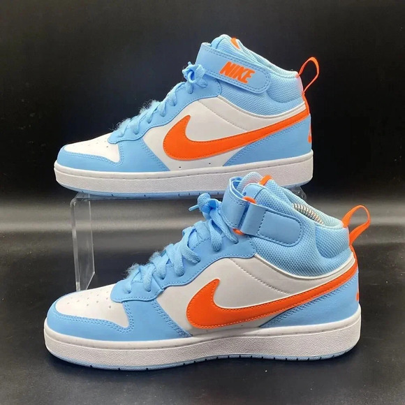 Nike Court Burough Mid 2 BG HF4791 407 NEW 7Y aquarius blue total orange - Picture 2 of 10